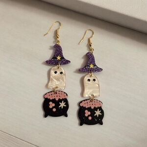 ✨️2 for $15✨️‎ NEW Halloween Witch Hat Ghost Cauldron Fashion Earrings